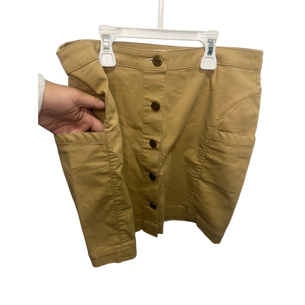Toad&Co earth works skirt button front w/pockets tan khaki size 4